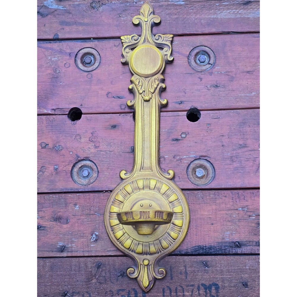 Vintage Cast Aluminum Candle Holder Sconce Yellow 20.5"x6"x5.5"